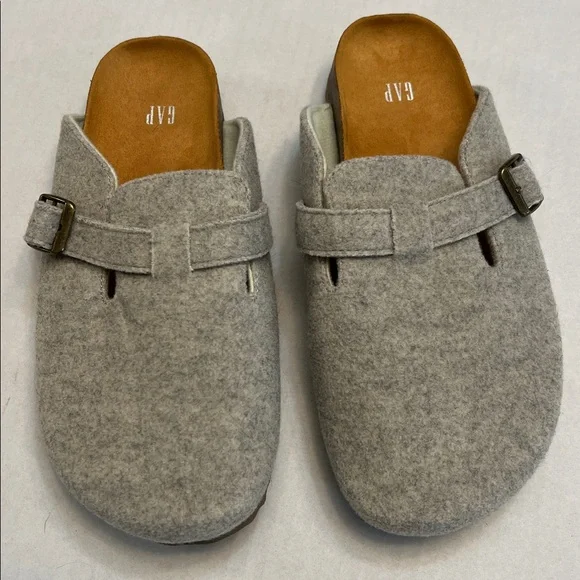 GAP WOMENS HEATHER GRAY FELT CLOGS WITH BUCKLE SIZE 7 - Picture 2 of 10